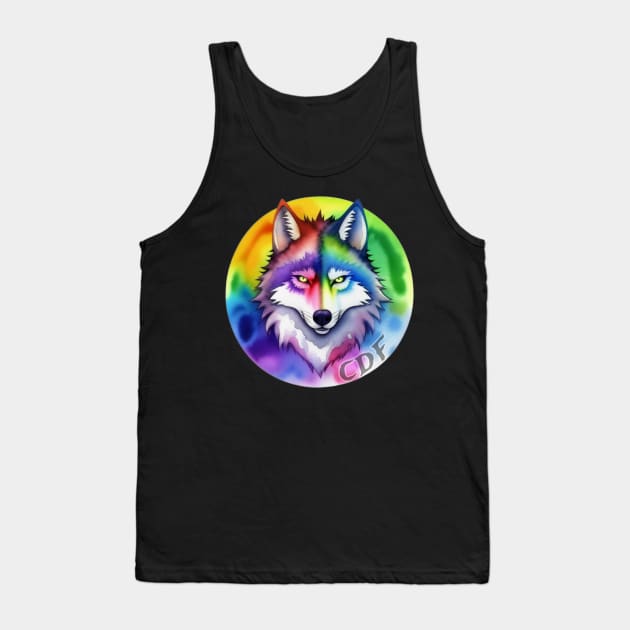 Rainbow Wolf Tank Top by CDFRandomosity